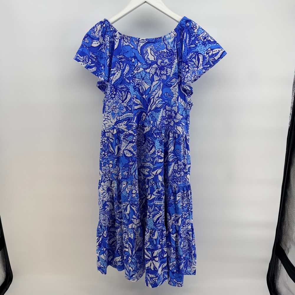 Lilly Pulitzer Kawai Swing Mini Dress in Blue Tang Flocking Fabulous - Picture 6 of 6